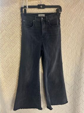 Madewell Washed Black Wide-Leg Jeans with Raw Hem